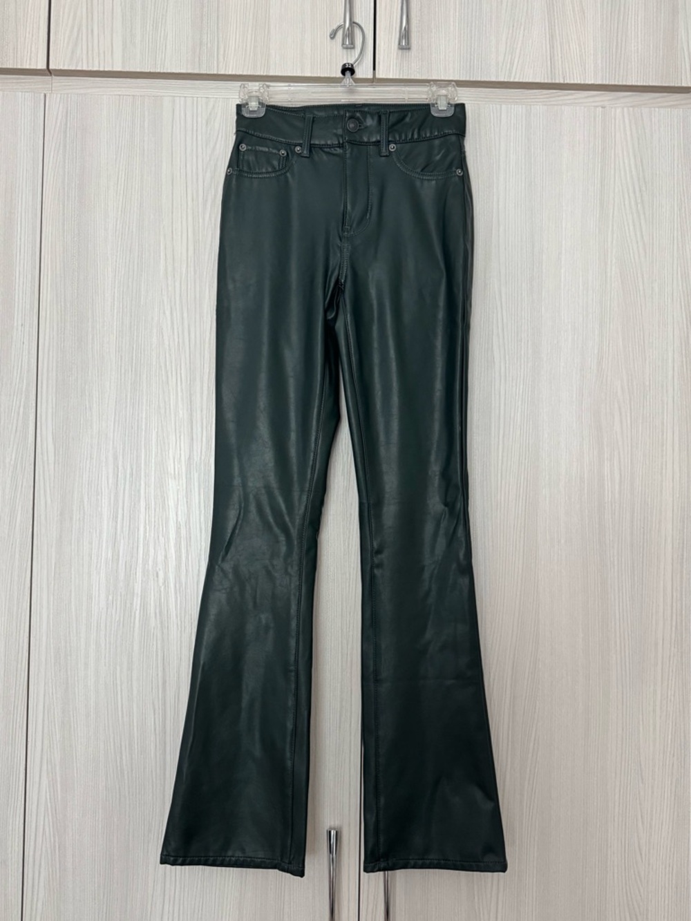 American Eagle Stretch Vegan Leather High Waisted Kick Boot Pant